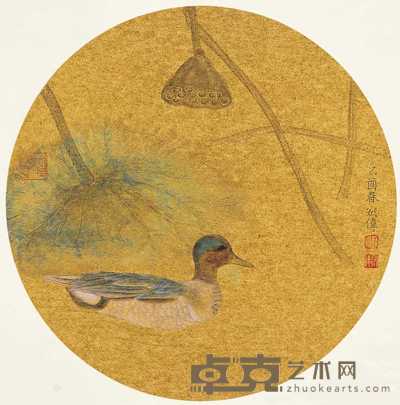 江宏伟 乙酉（2005年）作 花鸟 镜心 31.5×31.5cm
